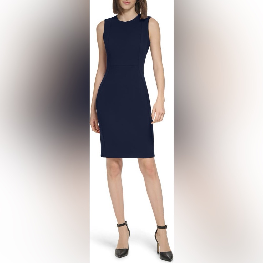 CALVIN KLEIN NWOT Plum Midi Sleeveless Sheath Dress